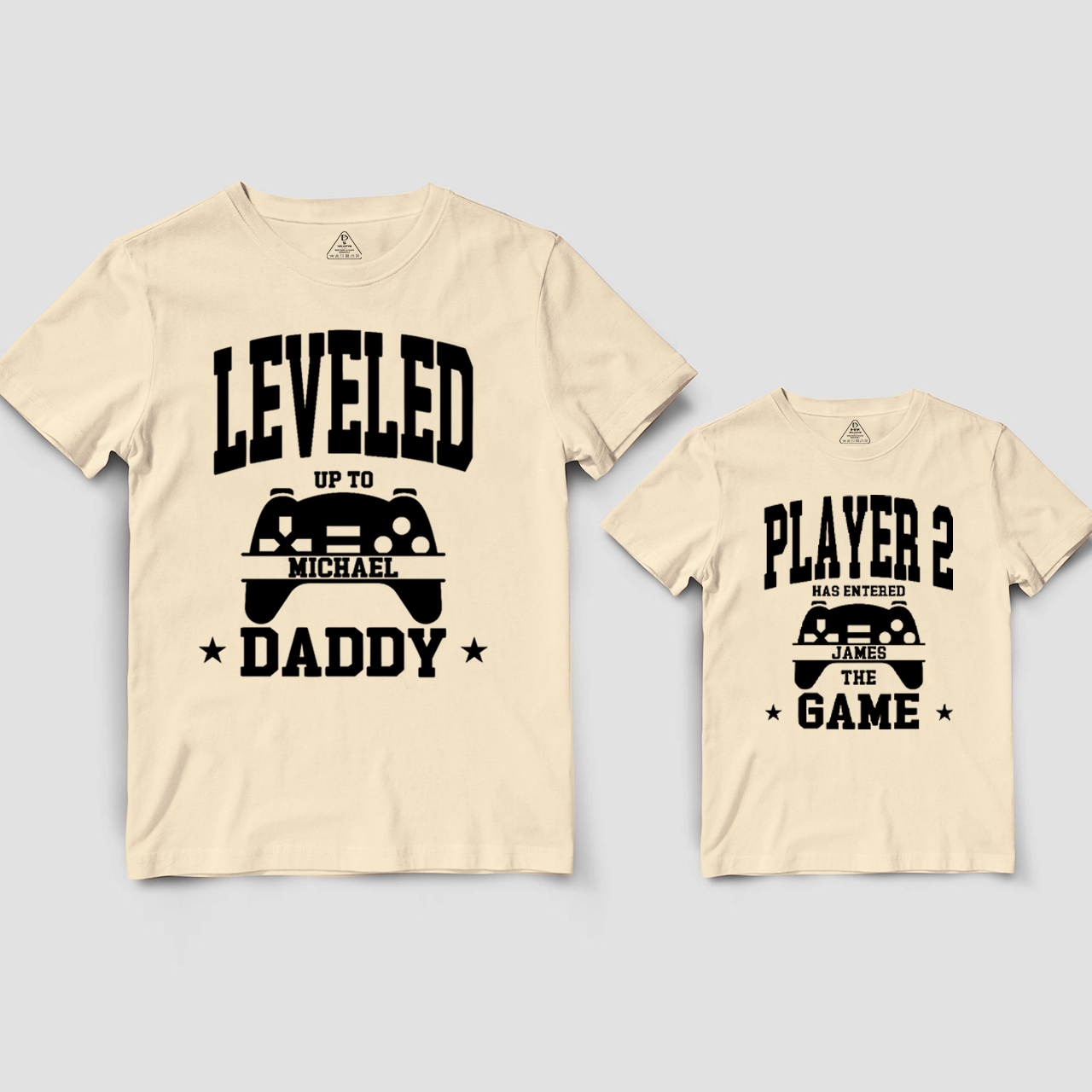Personalized Leveled Up to Daddy Player 2 Dad&Me Matching Shirts