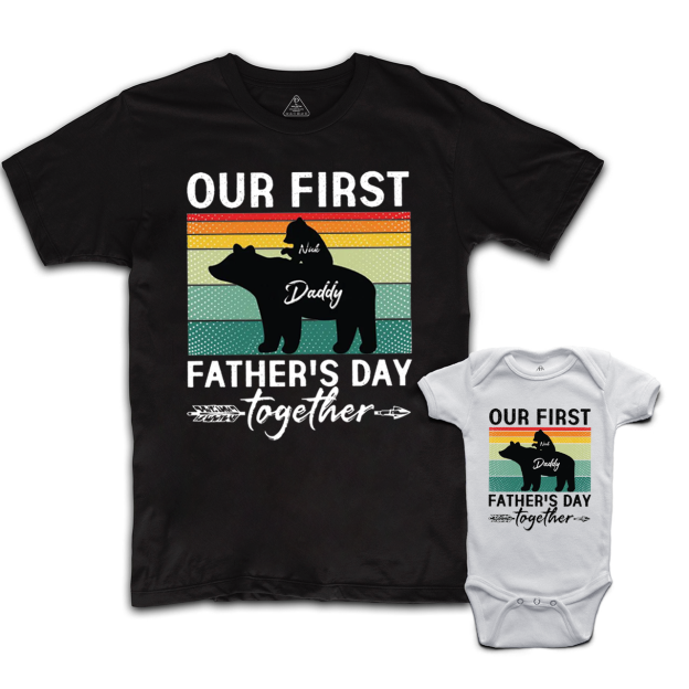 Personalized 1st Fathers Day Bear Dad&Me Matching Shirts