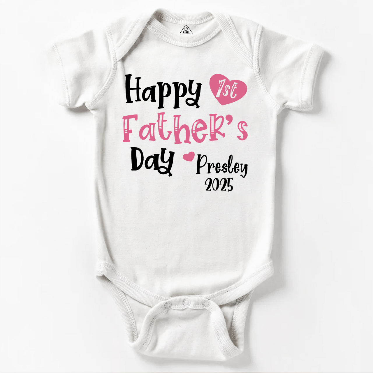 Happy 1st Father’s Day Pink Bodysuit Beepumpkin