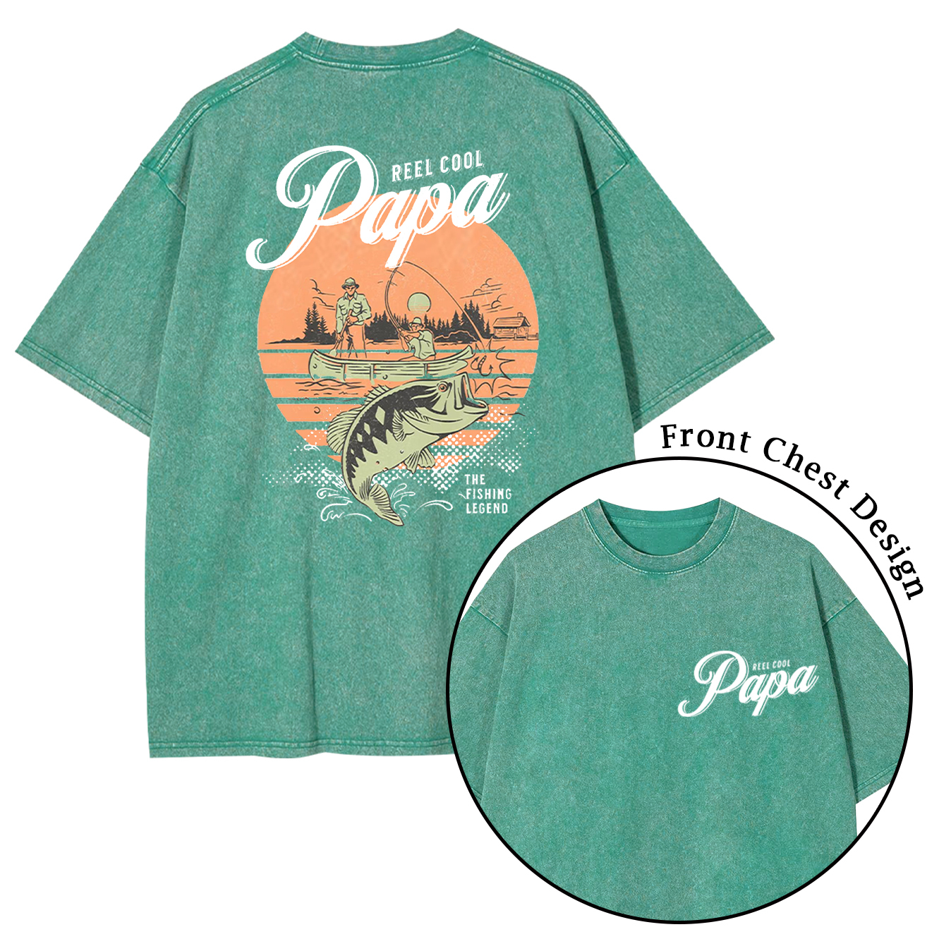 Personalized Cool Dad Fishing Washed T-Shirts