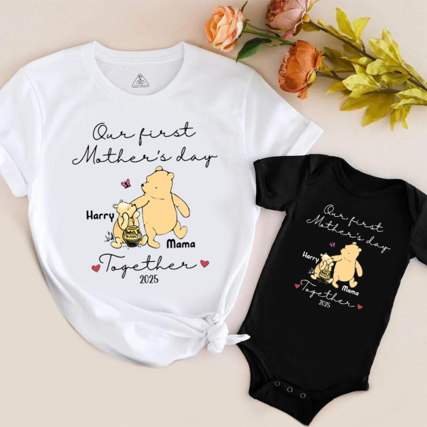  Personalized Name Honey Bear Mom&Me Matching Tees