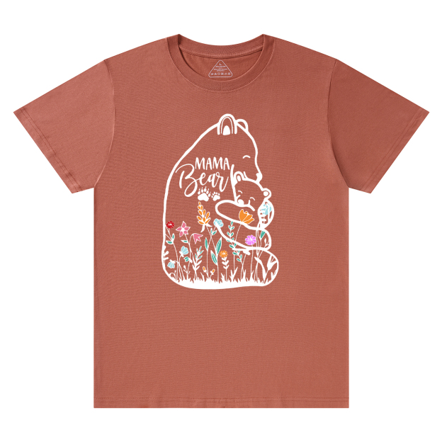 Cute Mama Bear And Baby With Wildflowers Tees