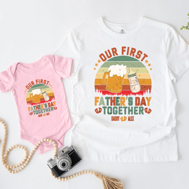 Personalized Our First Fathers Day Together Dad&Me Matching Shirts