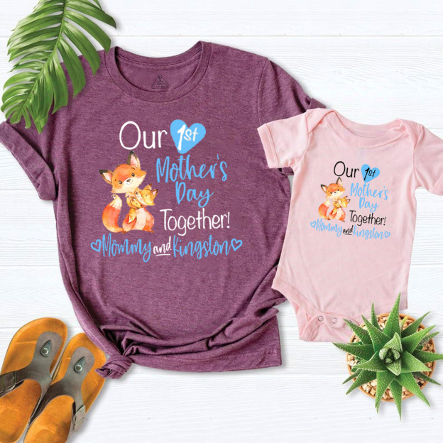 Personalized Our First Mothers Day Fox Mom&Me Matching Tees