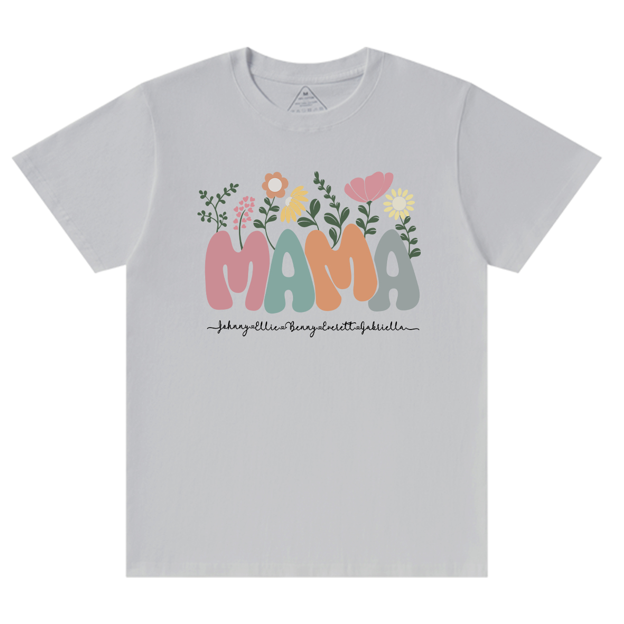 Personalized Floral Mom Shirt With Kids Names