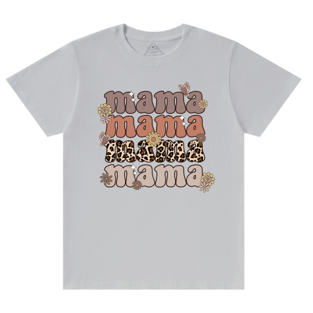 Leopard Mama Retro Flowers T-Shirt