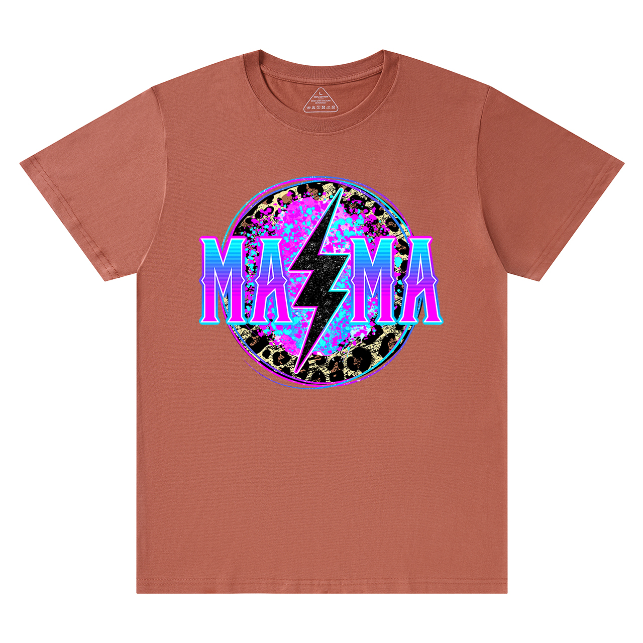 Mama Lightning Bolt Retro Leopard T-Shirt