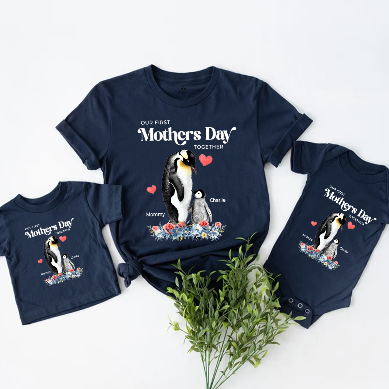 Personalized Baby Penguin Mom&Me Matching Tees