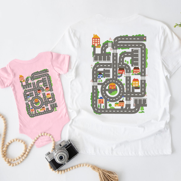 Personalized Car Track Dad&Me Matching Shirts