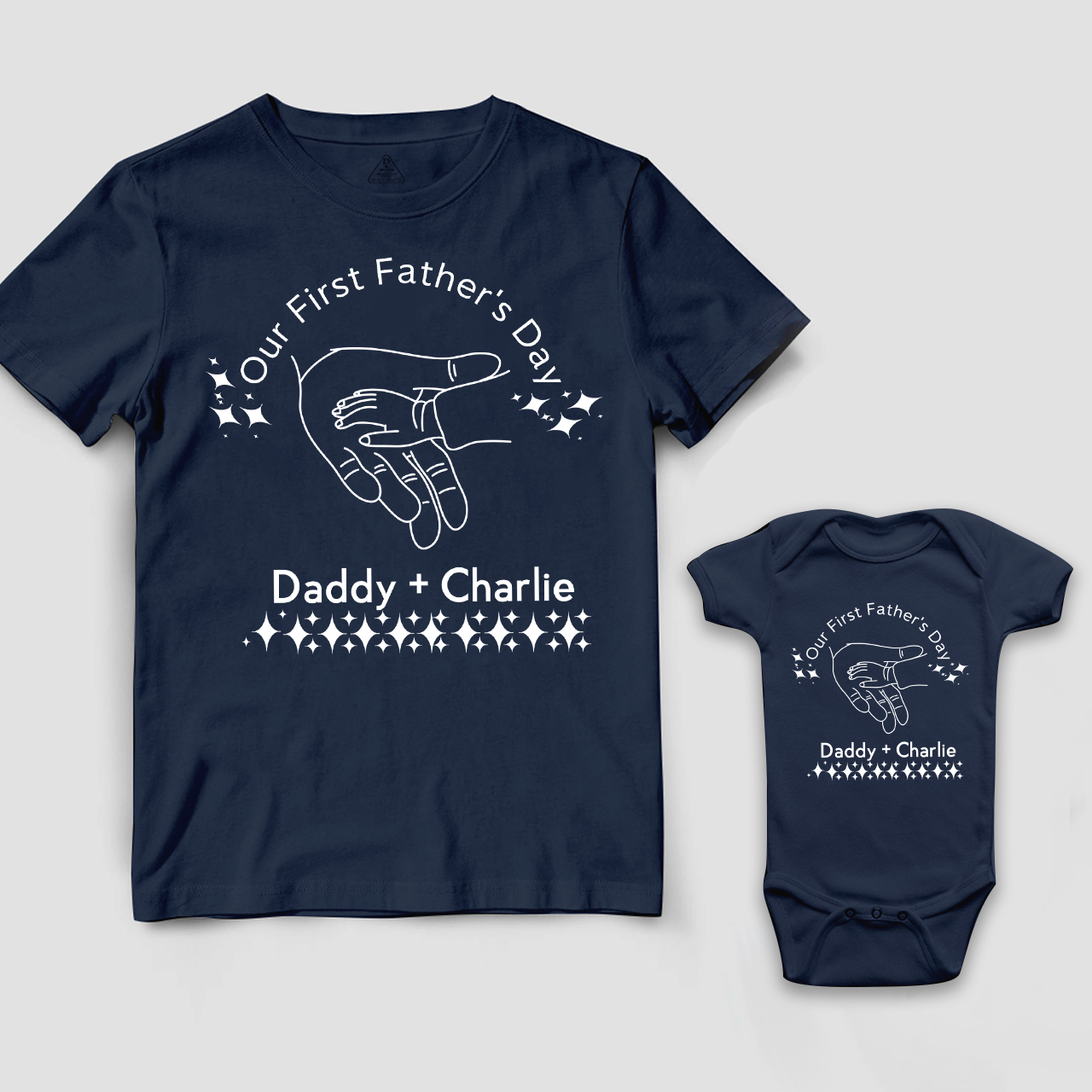 Personalized Hand Holding Tiny Hand Dad&Me Matching T-Shirts
