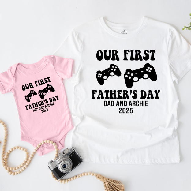 Personalized Our First Father's Day Dad&Me Matching T-Shirts