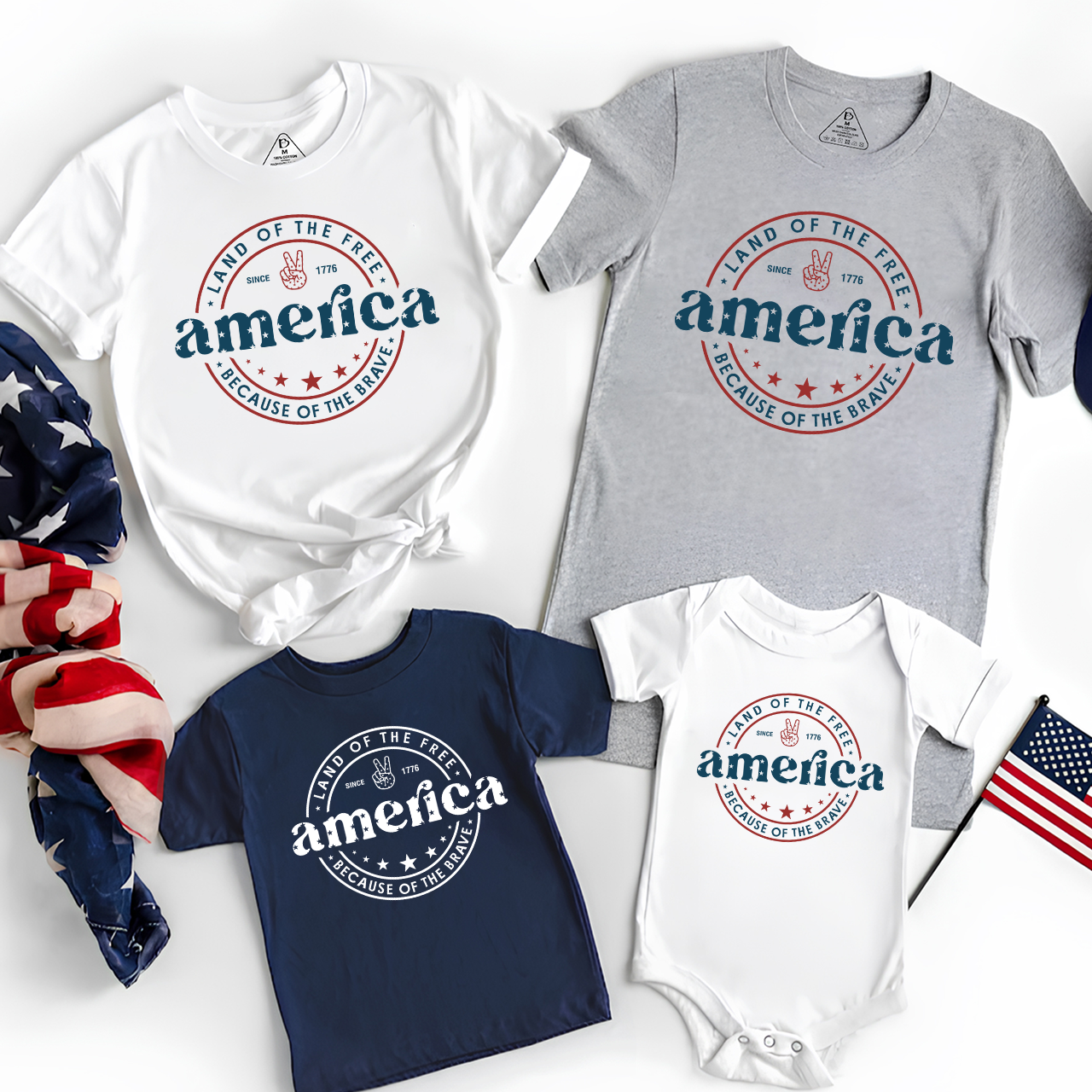 America Land Of The Free Because Of The Brave Family Matching Shirts