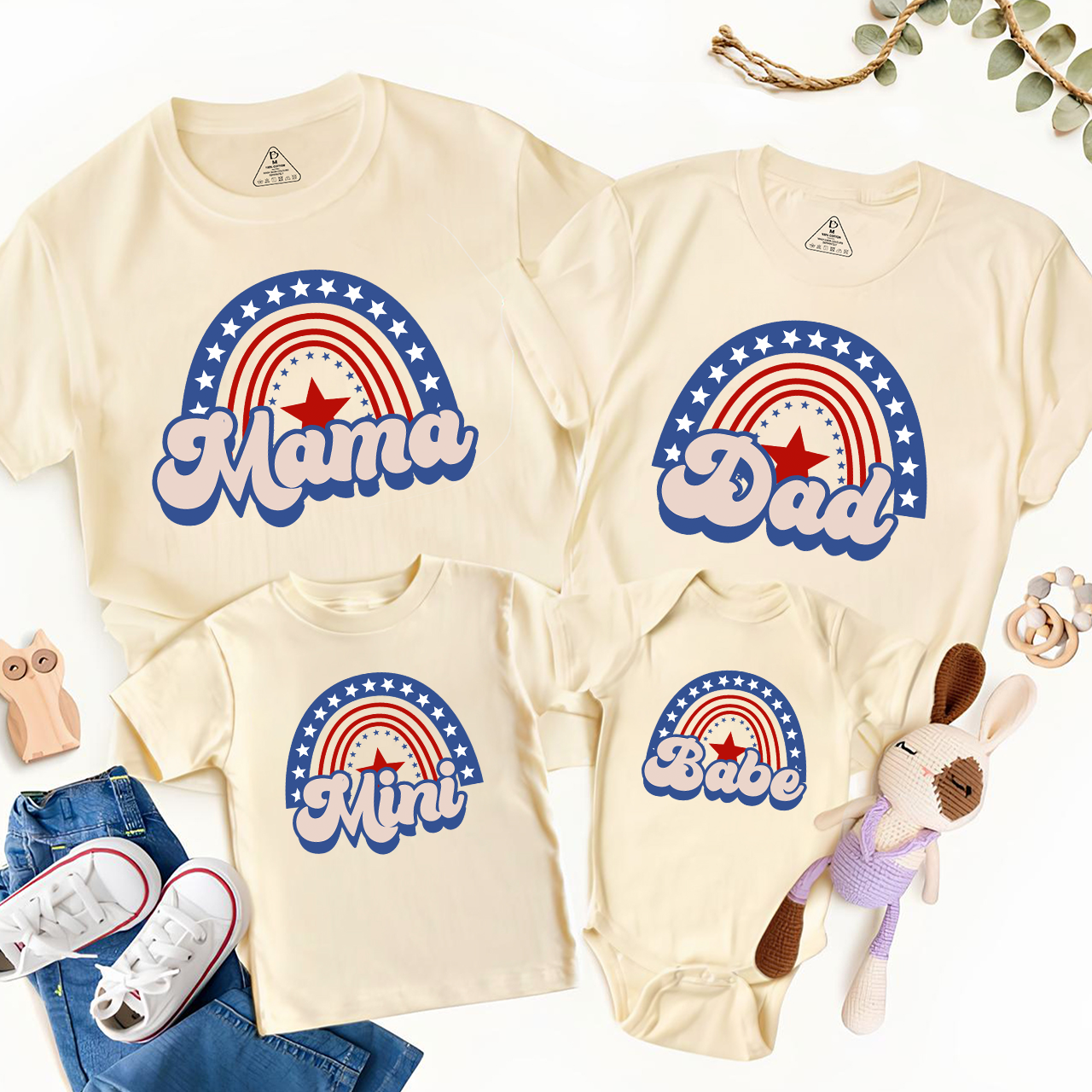 Personalized Mom Dad Baby 4th Of July Independence Day Family Matching Shirts