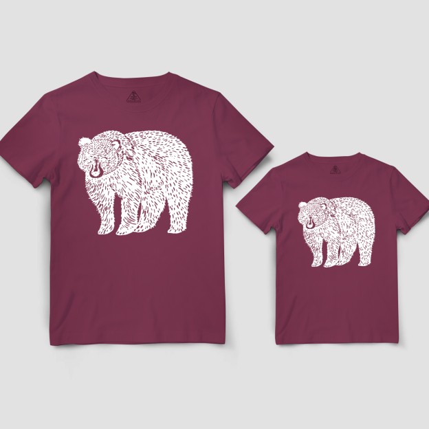 Organic Animal Bear Dad&Me Matching Shirts