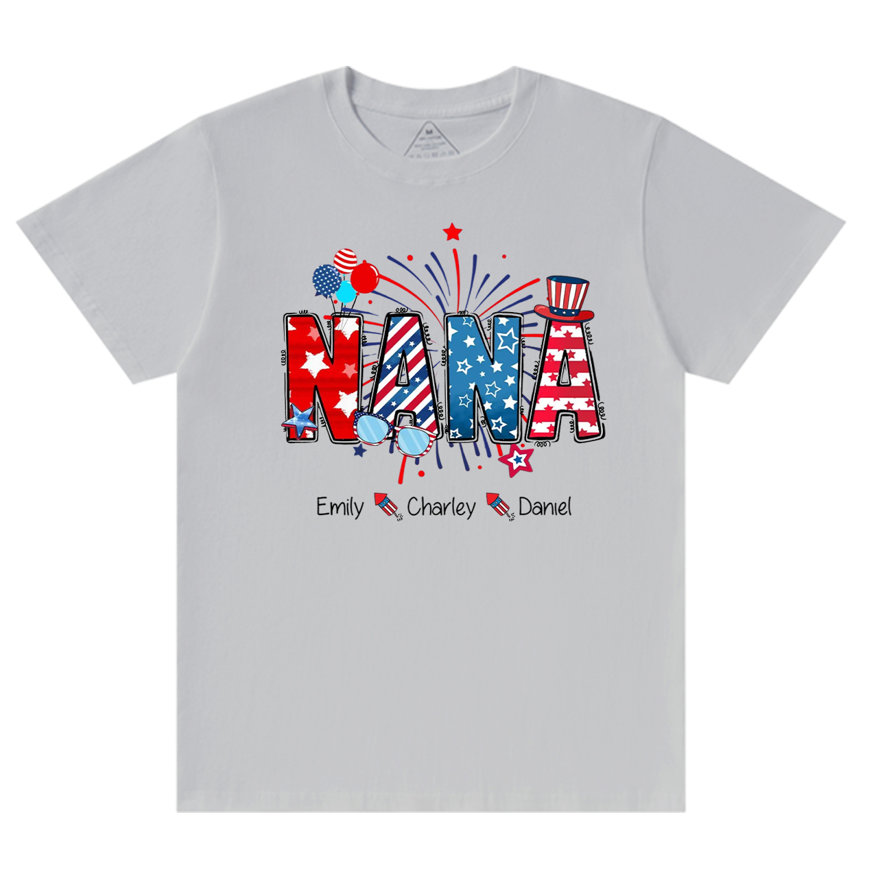 Personalized Patriotic Nana 4th Of July Grandma And Grandkid Name T-Shirts