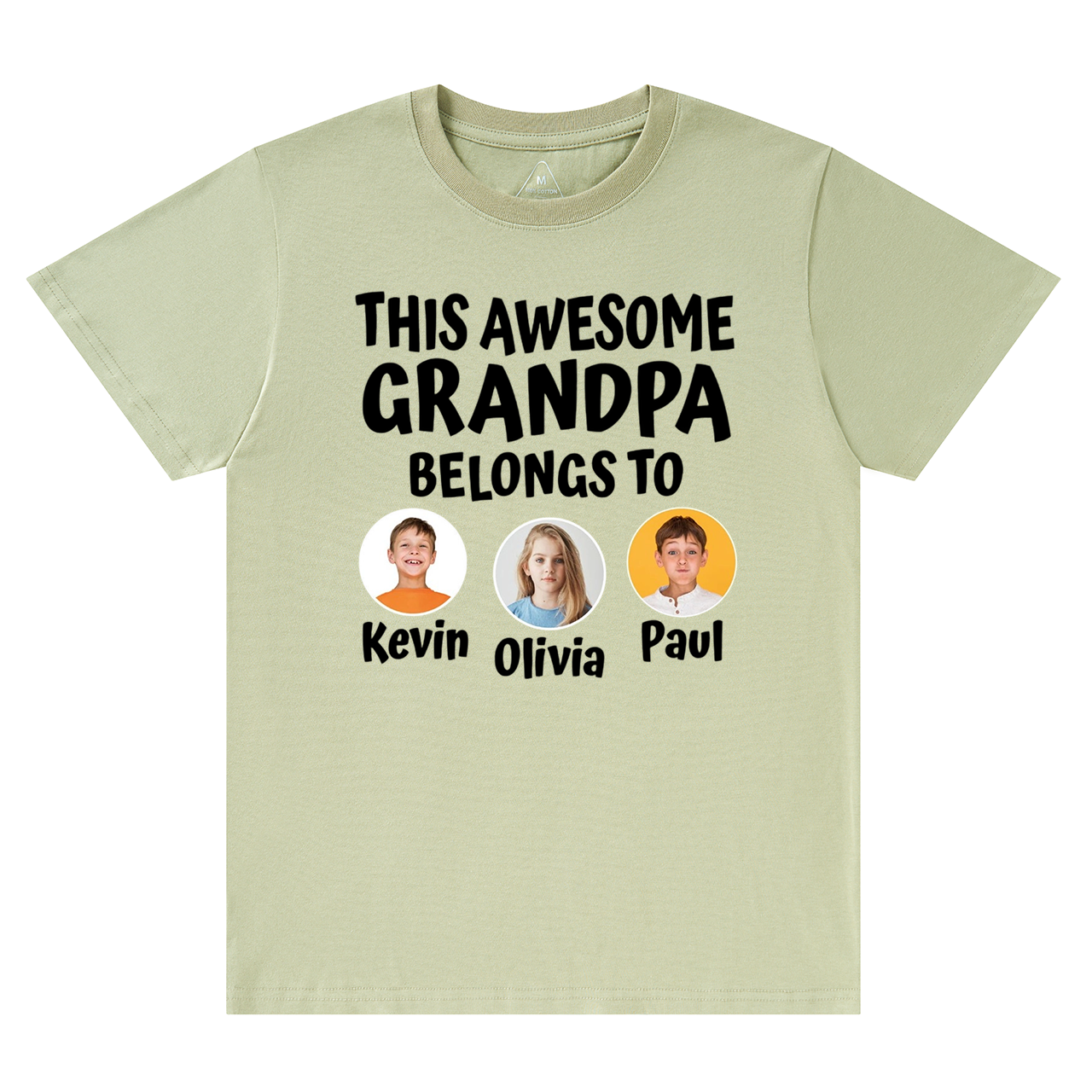 Personalized Grandpa With Grandkids Name And Photo T-shirt