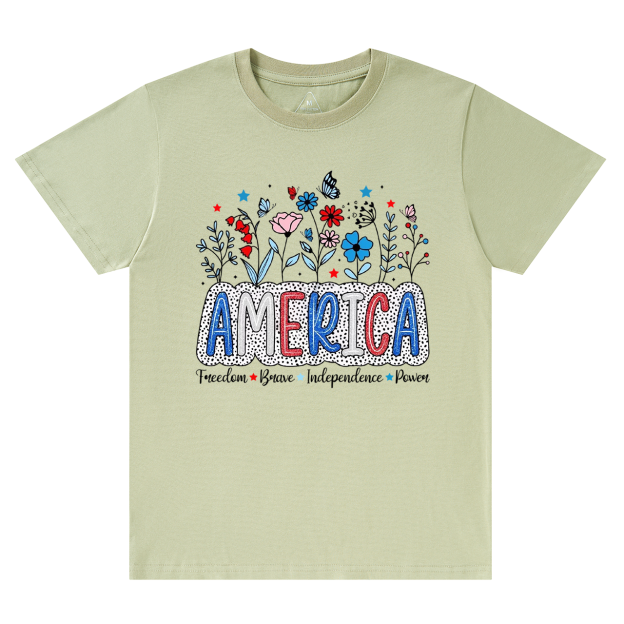 Floral Brushstroke USA Mama T-Shirts