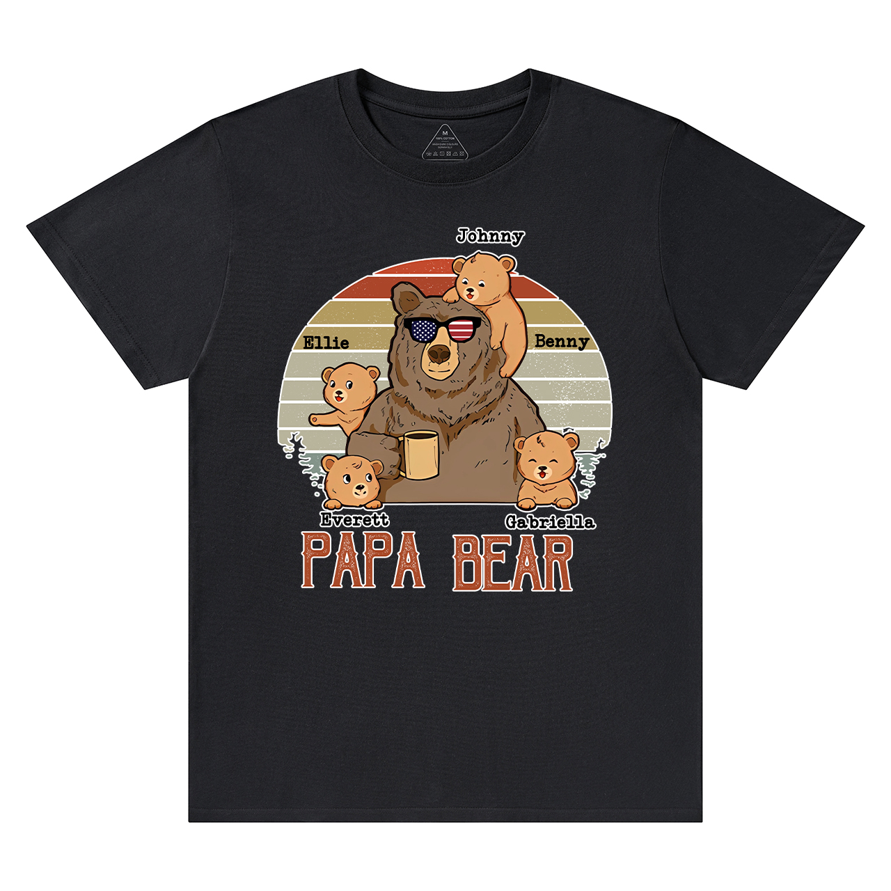 Personalized  Papa Bear And Kids Names T-Shirt 