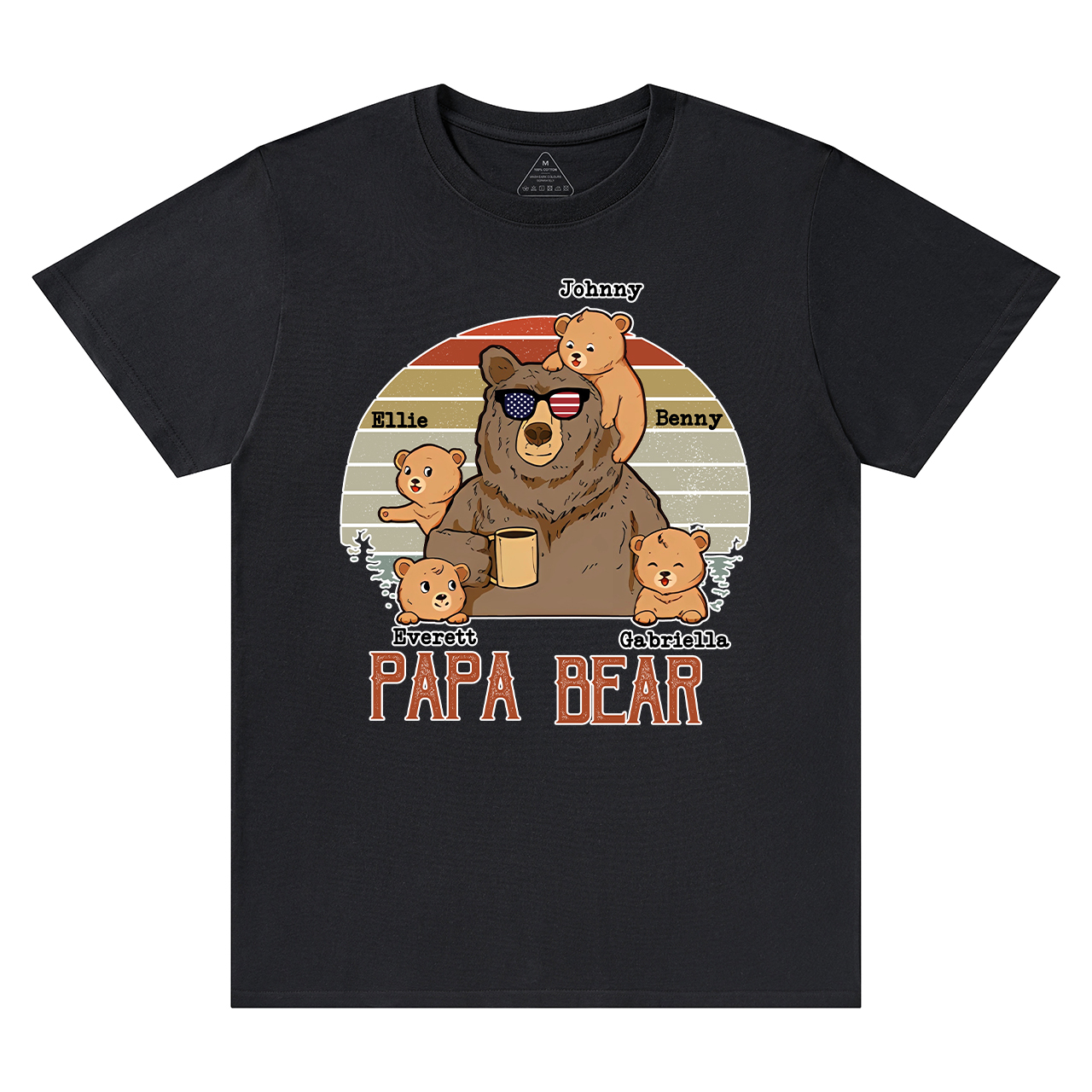 Personalized  Papa Bear And Kids Names T-Shirt 