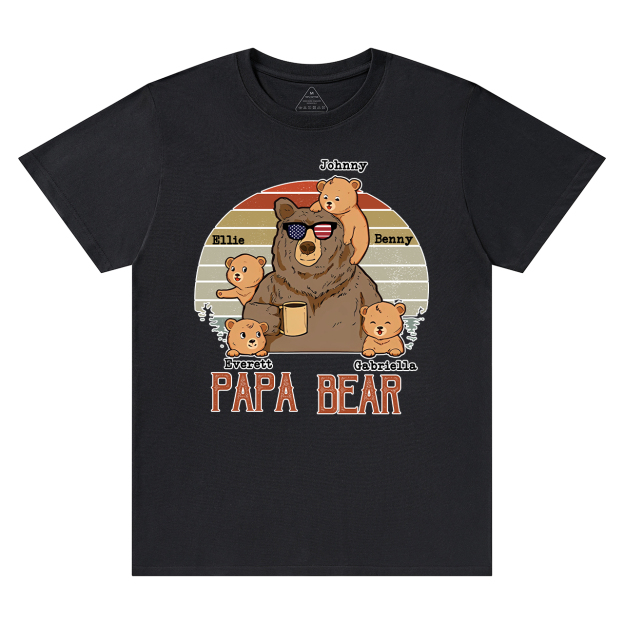 Personalized  Papa Bear And Kids Names T-Shirt 