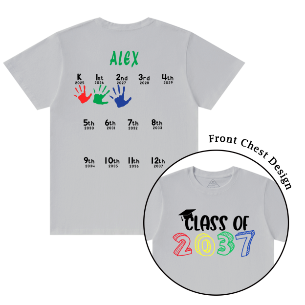 Hand Print-Class Of 2037 Personalized Shirts For School Kids