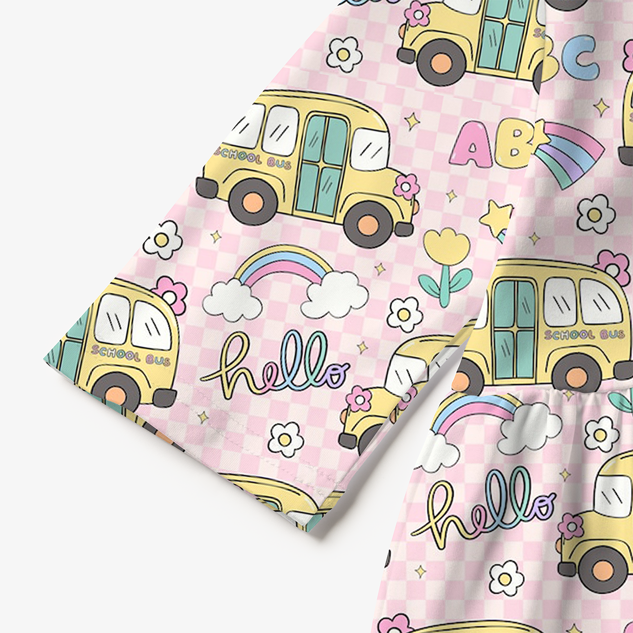 Pink School Bus All Over Print Kids Dress