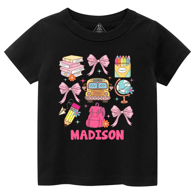 Bow Stationery Back To School Toddler&Kids Tees 