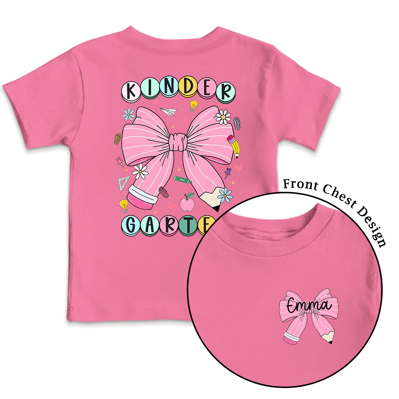 Personalized Back To School Bow Fireworks Toddler&Kid's Tees Beepumpkin 