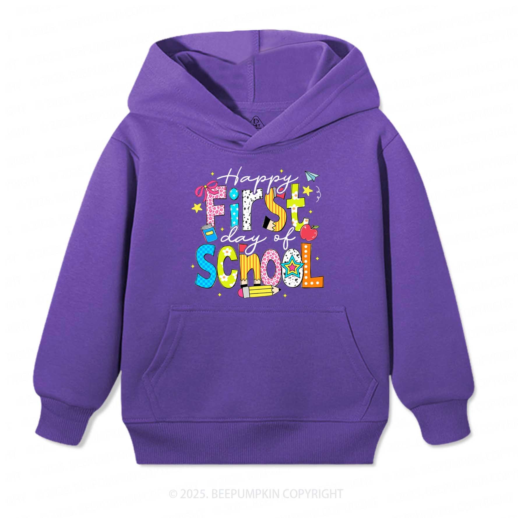 Happy First Day Of School Kid's Hoodies Beepumpkin
