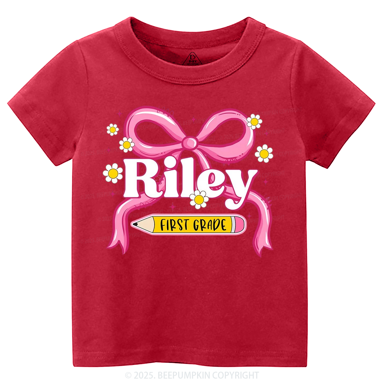 Personalized First Grade Girly Toddler&Kid's Tees Beepumpkin