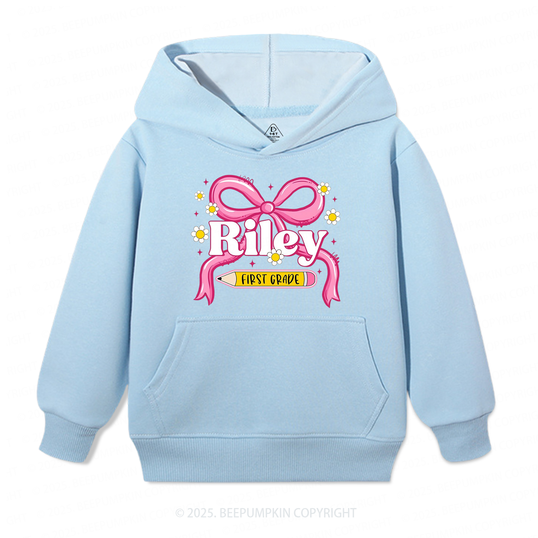 Personalized First Grade Girly Kid's Hoodies Beepumpkin