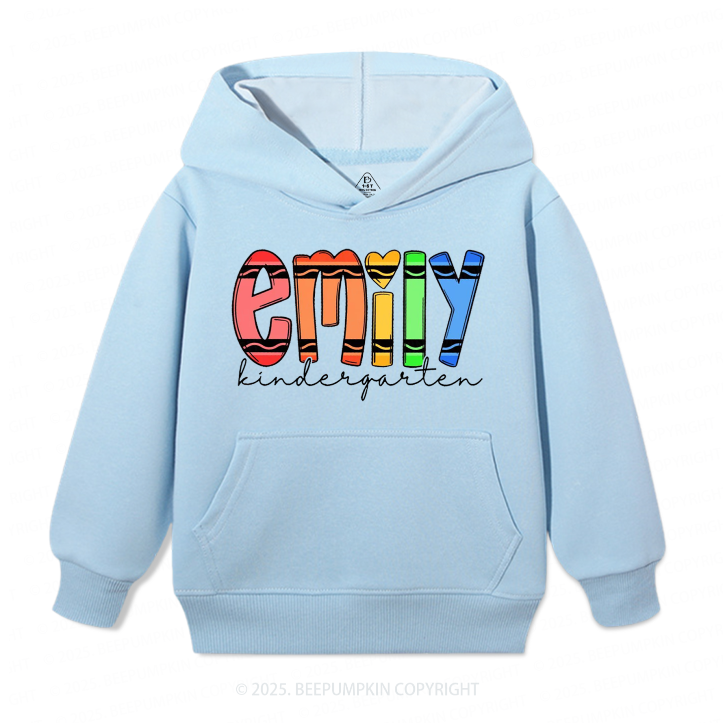 Personalized Colored Crayon Name Kid's Hoodies Beepumpkin