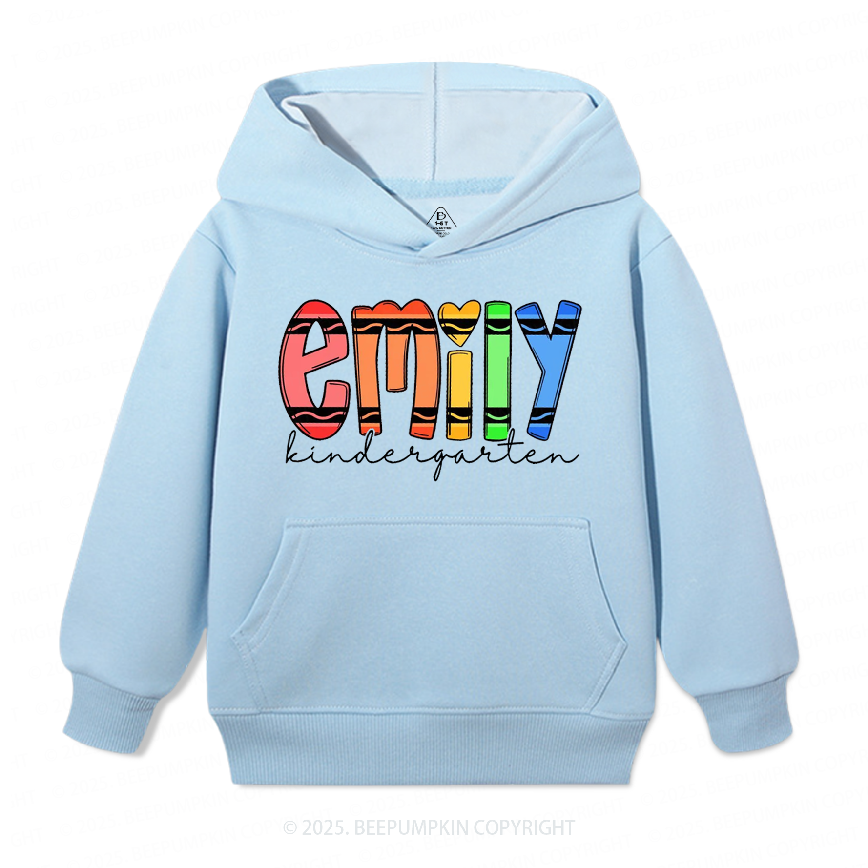 Personalized Colored Crayon Name Kid's Hoodies Beepumpkin