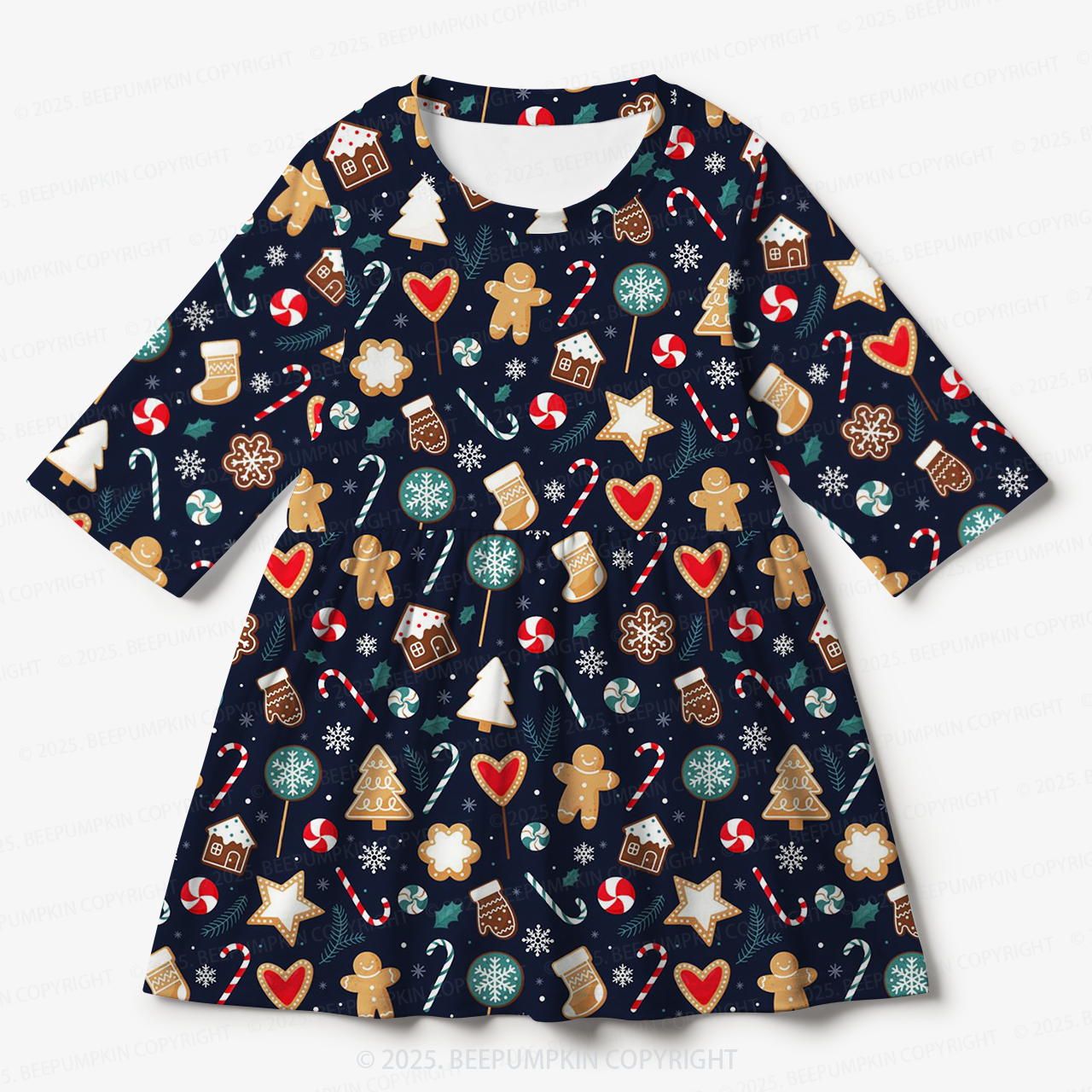 Festive Sparkle All Over Print Kids Dress