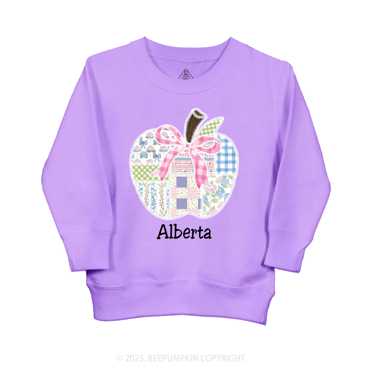 Personalized Lace Apple Name Kid's Sweatshirt