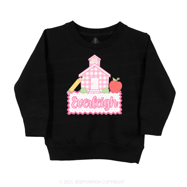 Personalized Pink Schoolhouse Kid's Sweatshirt
