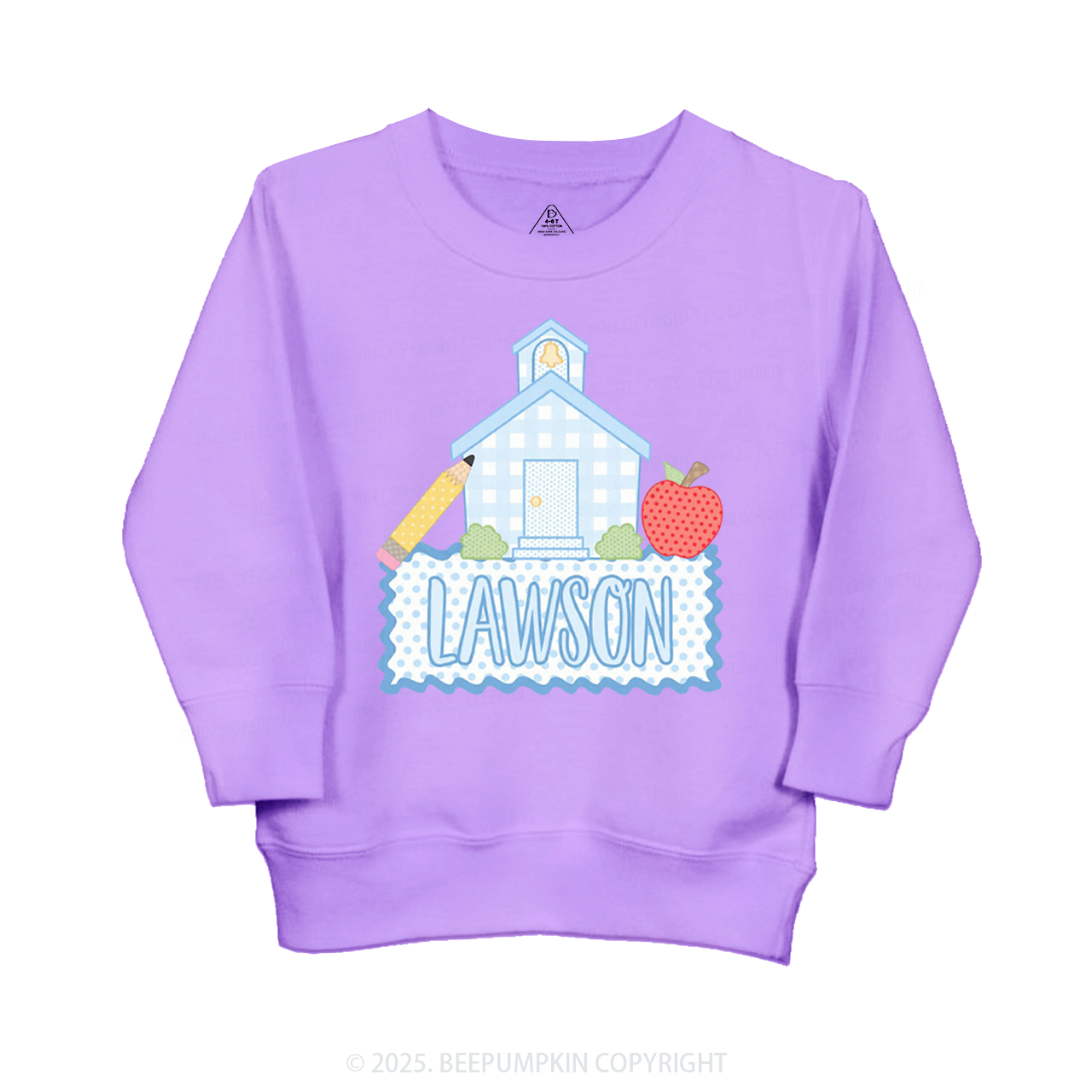 Personalized Blue Schoolhouse Kid's Sweatshirt