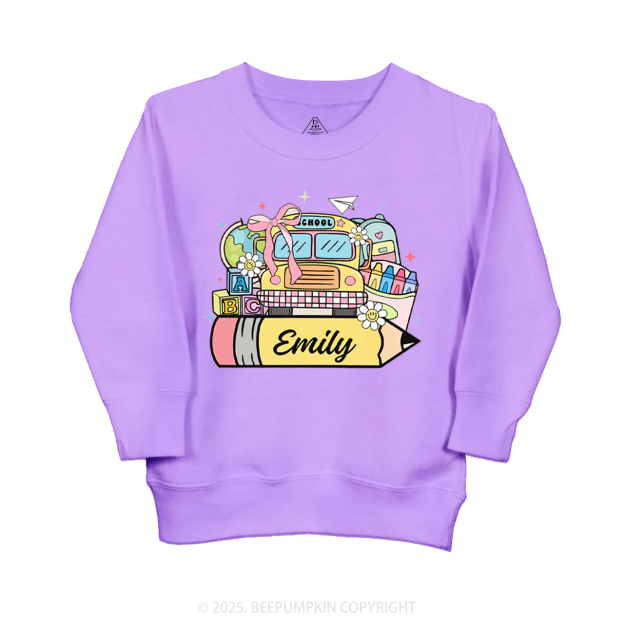 Personalized Kid Name School Bus Kid's Sweatshirt