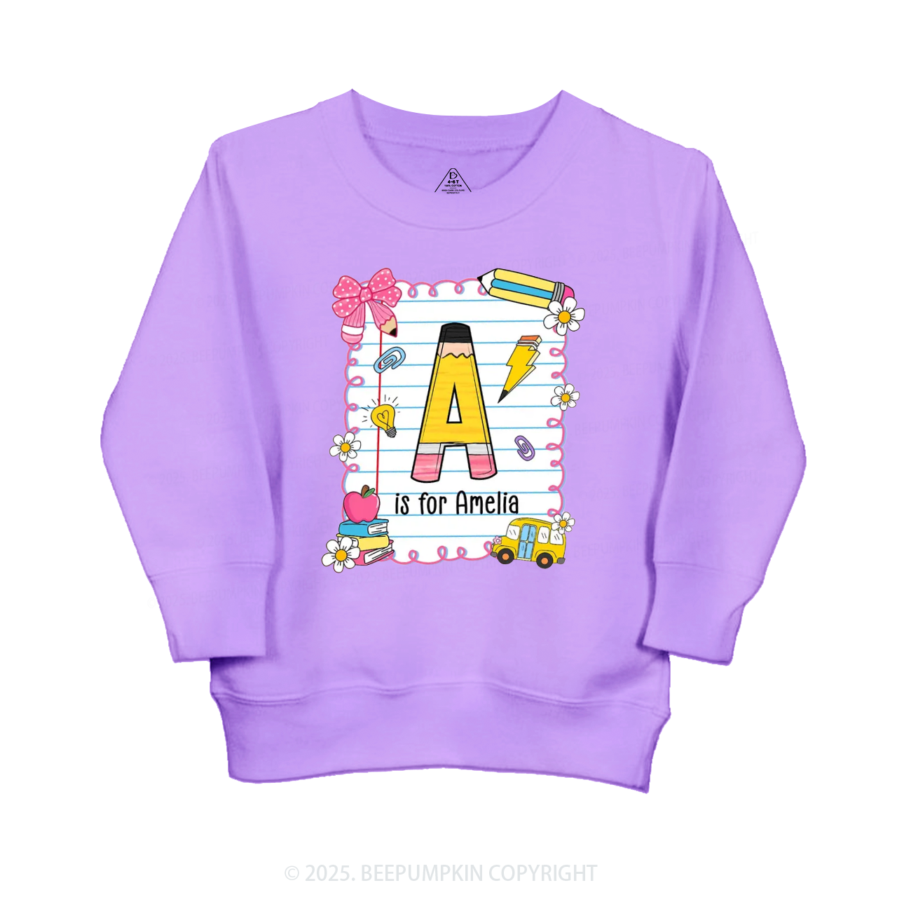 Personalized Alphabet Pencil Name Kid's Sweatshirt