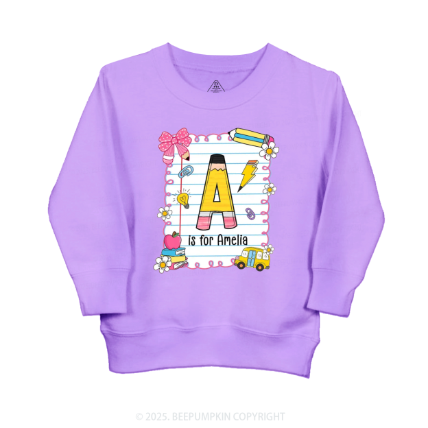 Personalized Alphabet Pencil Name Kid's Sweatshirt