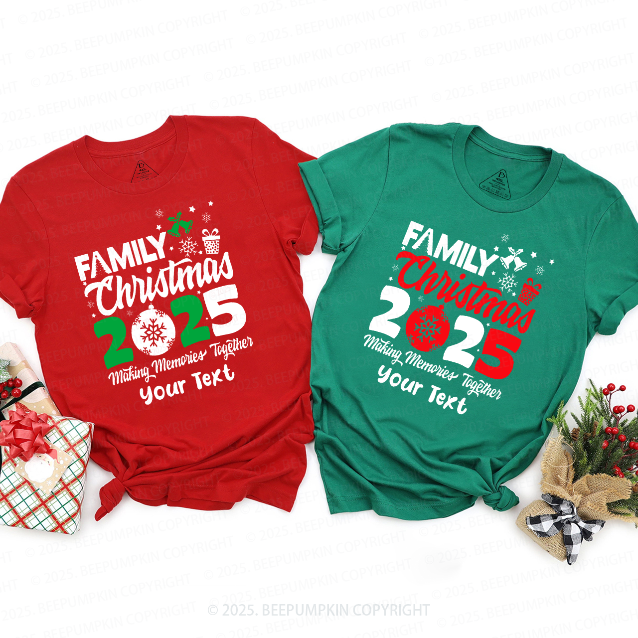 Personalized Christmas 2025  Family Matching T-Shirts Beepumpkin