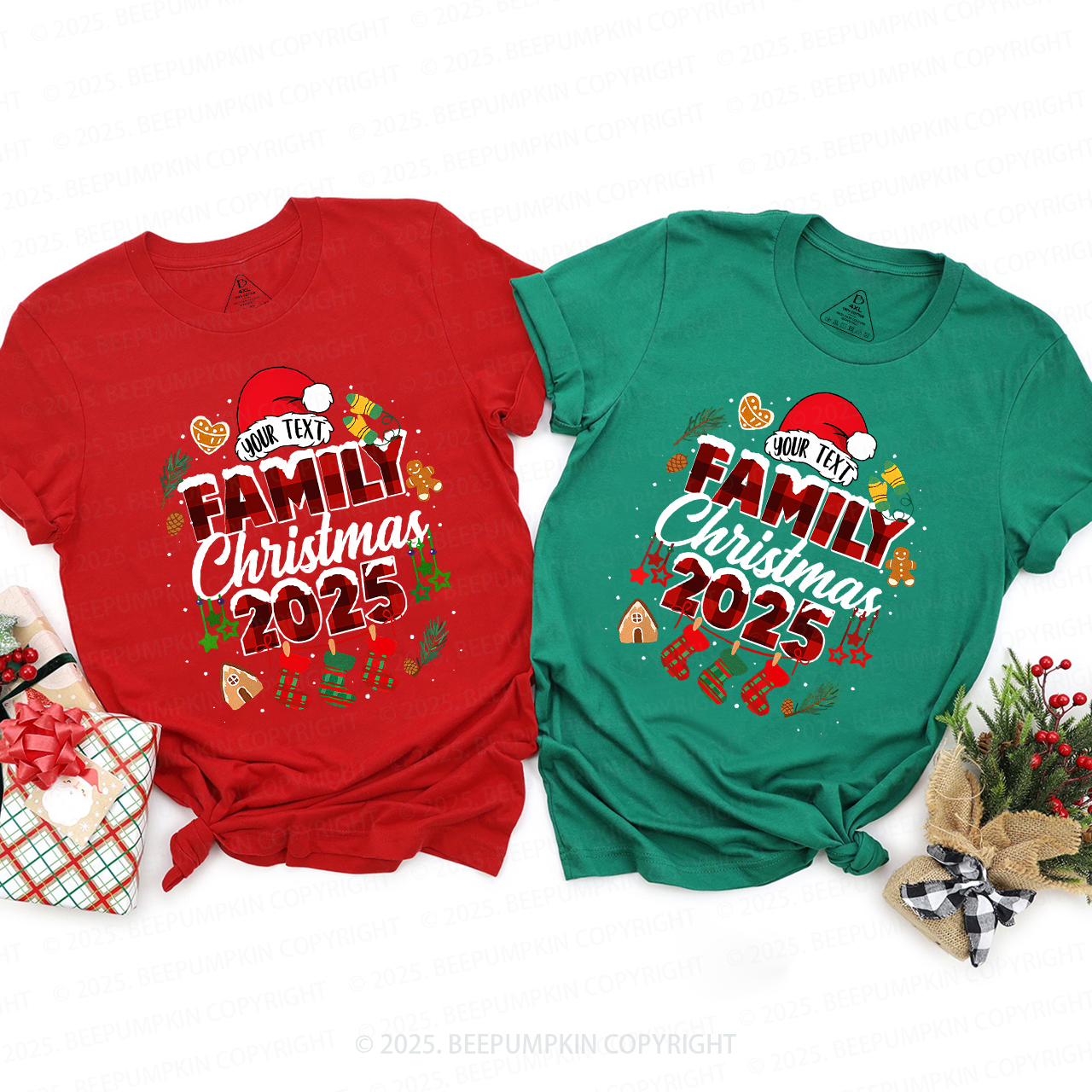 Personalized Gingerbread Snowflakes 2025 Family Matching T-Shirts Beepumpkin