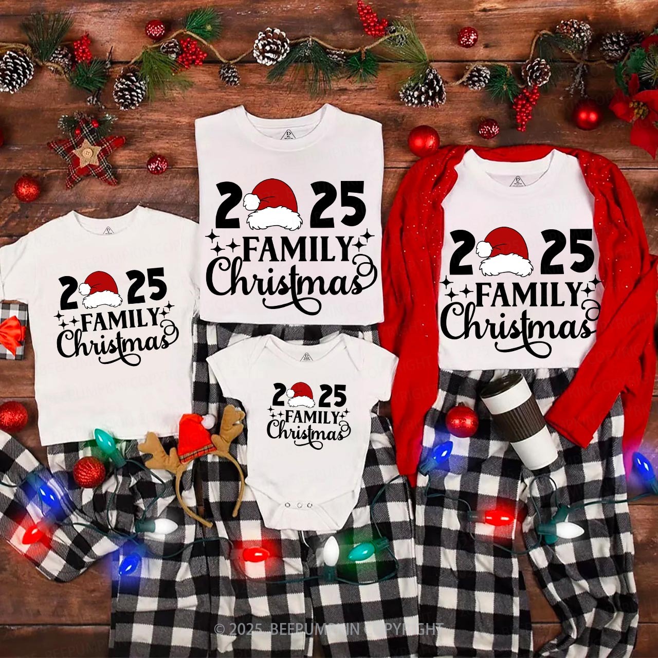 Personalized 2025 Star Christmas Family Matching T-Shirts Beepumpkin