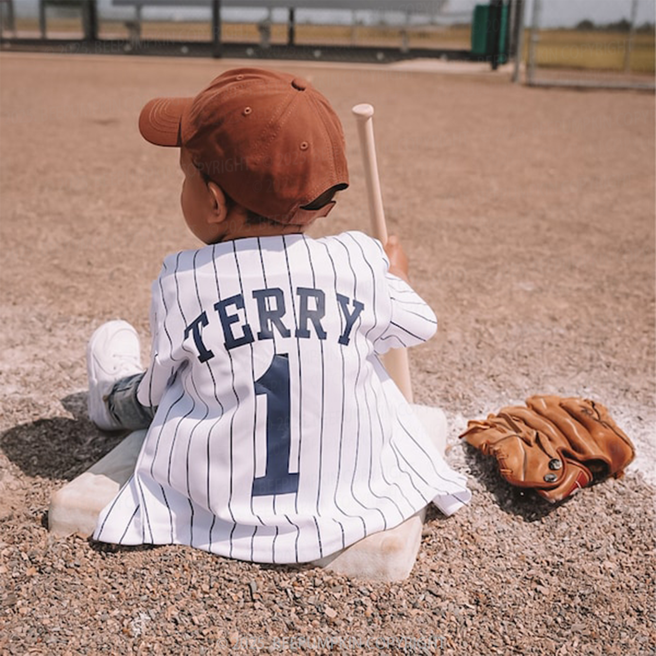 Personalized Pinstripe Jersey Toddler&Kid's Baseball Jersey Beepumpkin