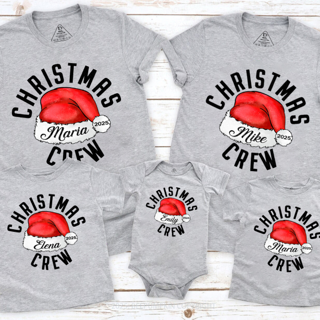 2025 Christmas Crew Santa Hat Family Matching T-Shirts Beepumpkin