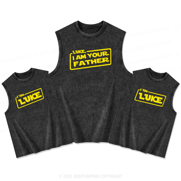 Personalized Name I Am Your Father Dad&Me Matching Washed Tank Top