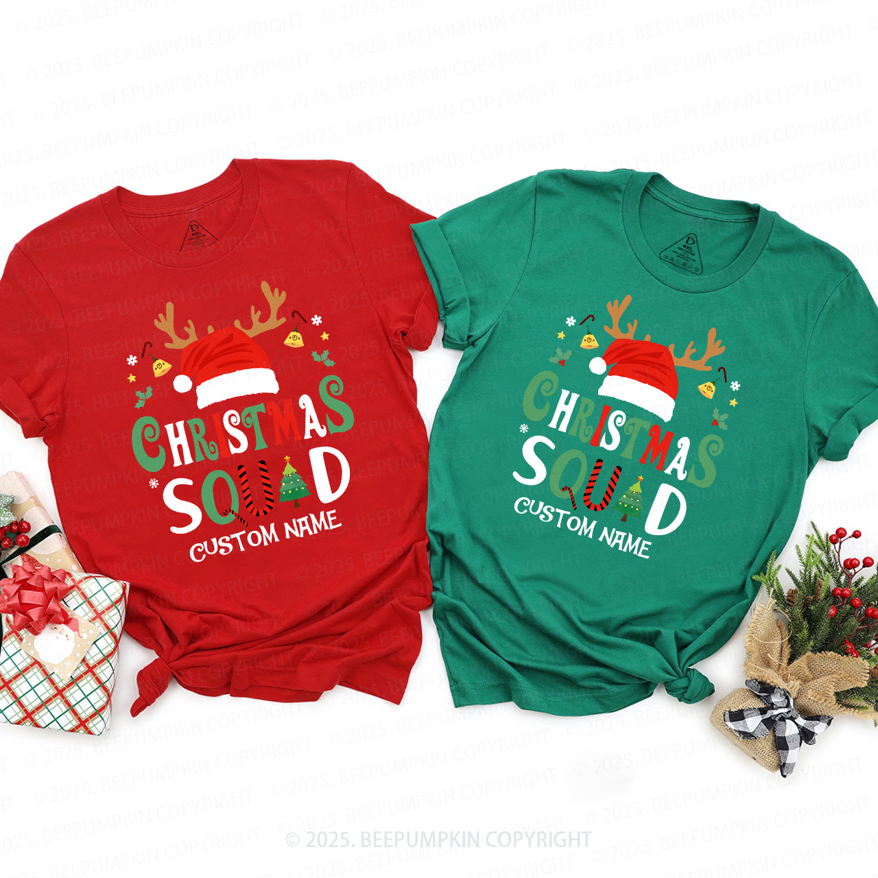 Personalized Christmas Squad Family Matching T-Shirts Beepumpkin