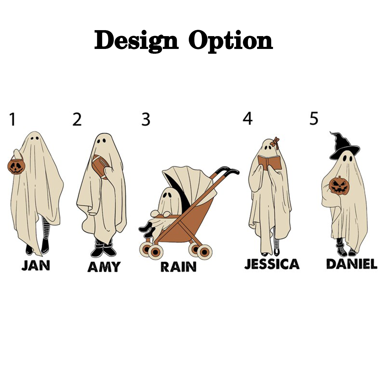 Personalized Spooky Ghosts Halloween Family Matching Shirts