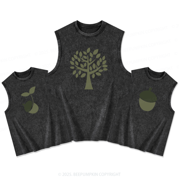 Tree And Acorn Dad&Me Matching Washed Tank Top