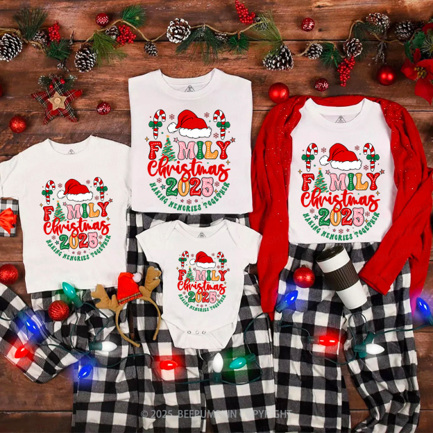 2025 Christmas Candy Cane Family Matching T-Shirts Beepumpkin